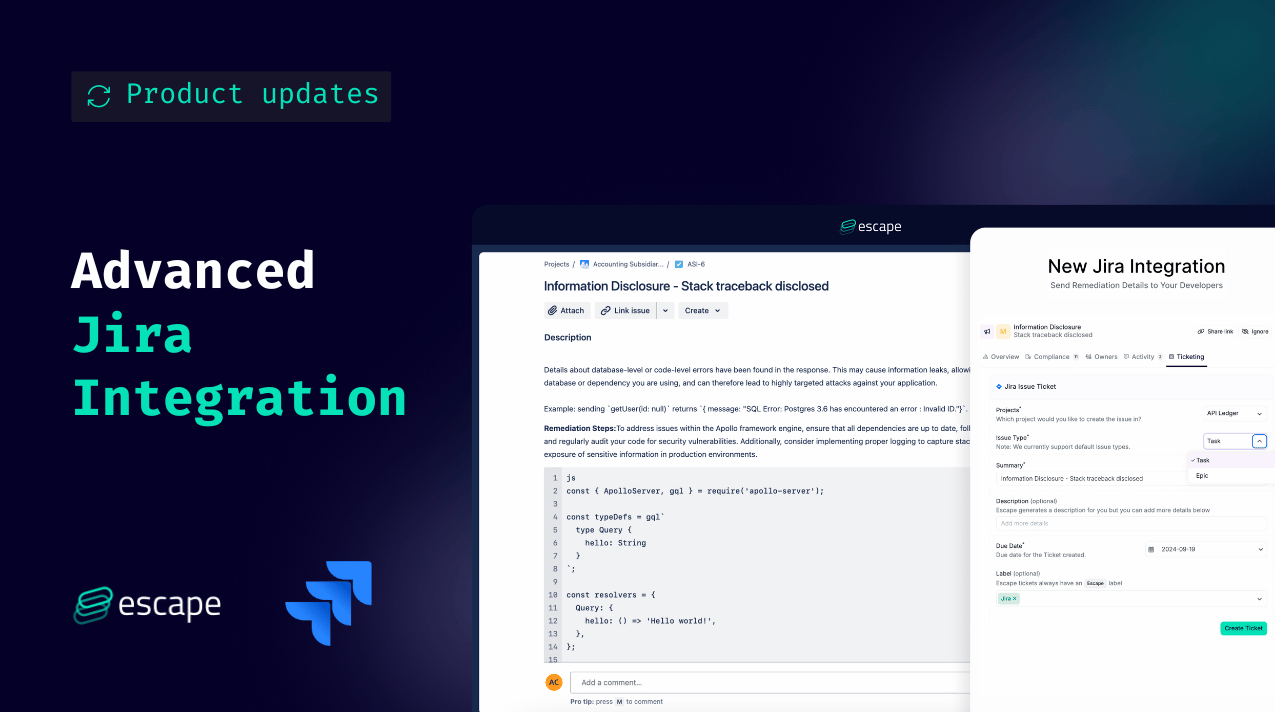 Product Updates: Escape’s Advanced Jira Integration - Send Remediation Details to Your Developers