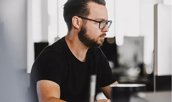 Man working on a computer